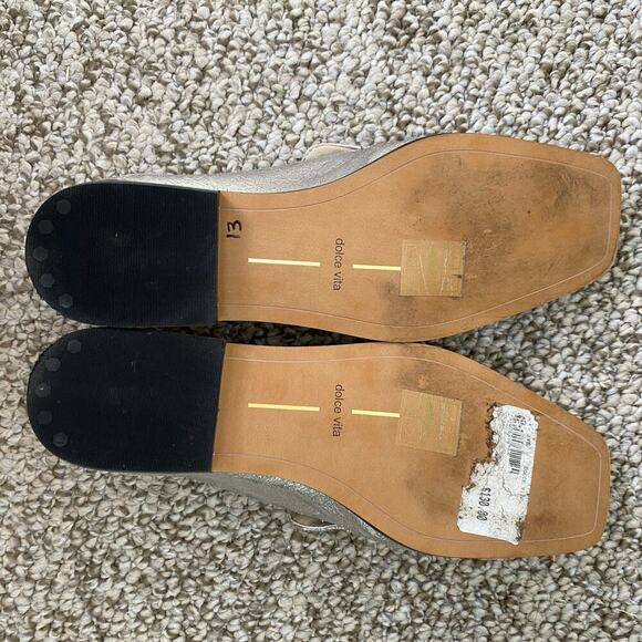 Dolce Vita Beny Flats Size 7.5 Silver Distressed Leather Loafer Preppy Old Money - Picture 16 of 16